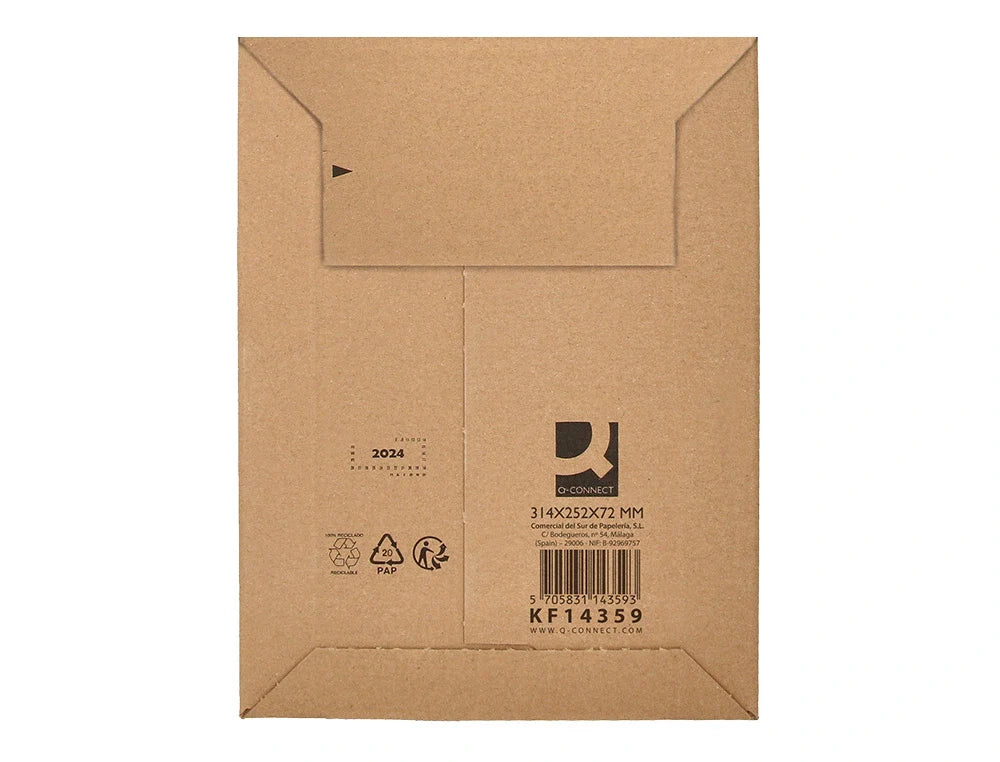 Envelope para envios Connect cartão 100% reciclado fecho adesivo kraft, pack de 20 unidades