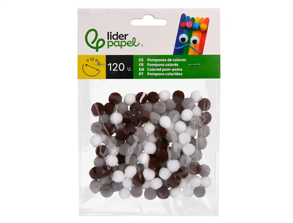 Pompons coloridos 1cm pack 120 unidades