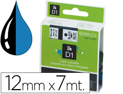 Rolo de gravar Dymo D1 poliester 12mmx7mt preto/azul 45016 S0720560