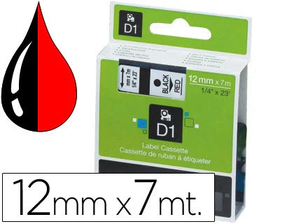 Rolo de gravar Dymo D1 poliester 12mmx7mt preto/vermelho 45017 S0720570