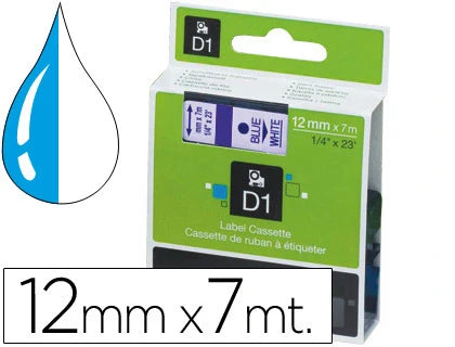 Rolo de gravar Dymo D1 poliester 12mmx7mt azul/branco 45014 S0720540
