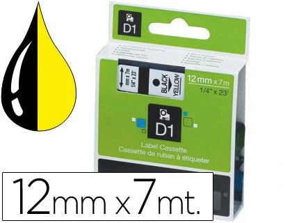 Rolo de gravar Dymo D1 poliester 12mmx7mt preto/amarelo 45018 S0720580