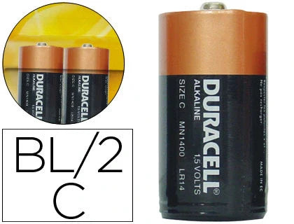 Pilha alcalina Duracell C em blister de 2 unidades