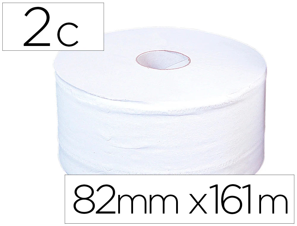 Papel higienico jumbo 2 folhas branco mandril 60mm 82mm 161mt