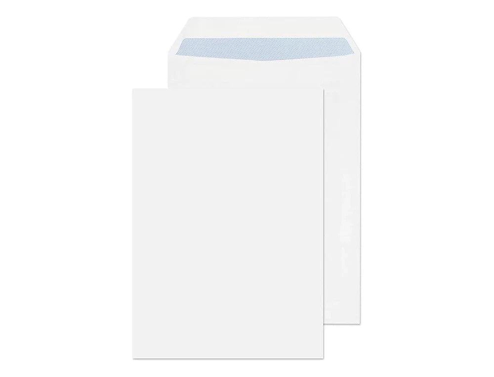 Saco branco B5 176x250mm com tira de silicone em caixa de 500 unidades