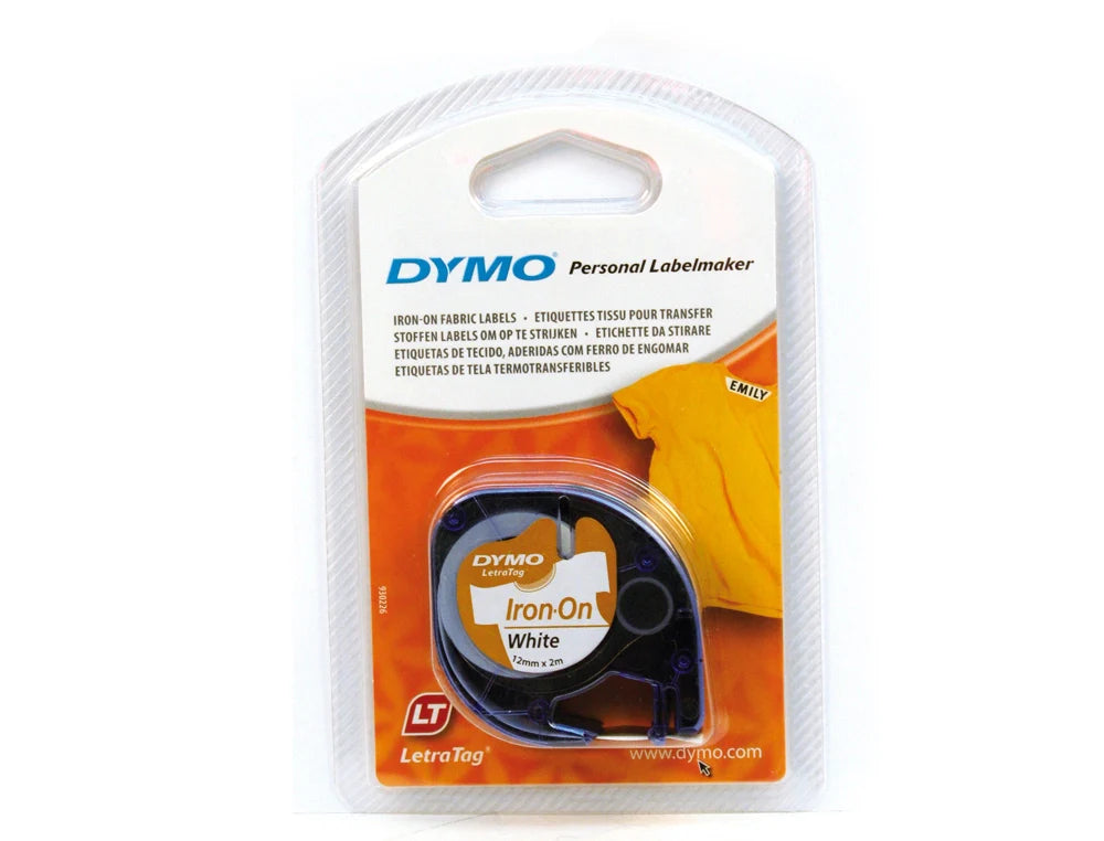 Rolo de gravar Dymo Letratag tecido 12mmx2mt preto/branco 18769 S0718850