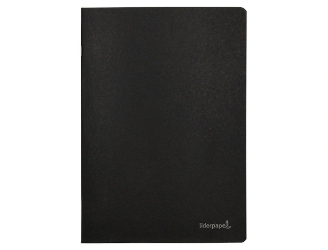 Caderno agrafado capa preta Liderpapel A4 80f liso