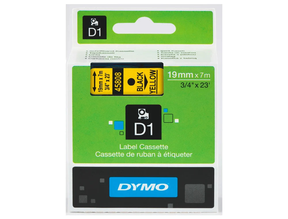 Rolo de gravar Dymo D1 poliester 9mmx7mt preto/amarelo 40918 S0720730