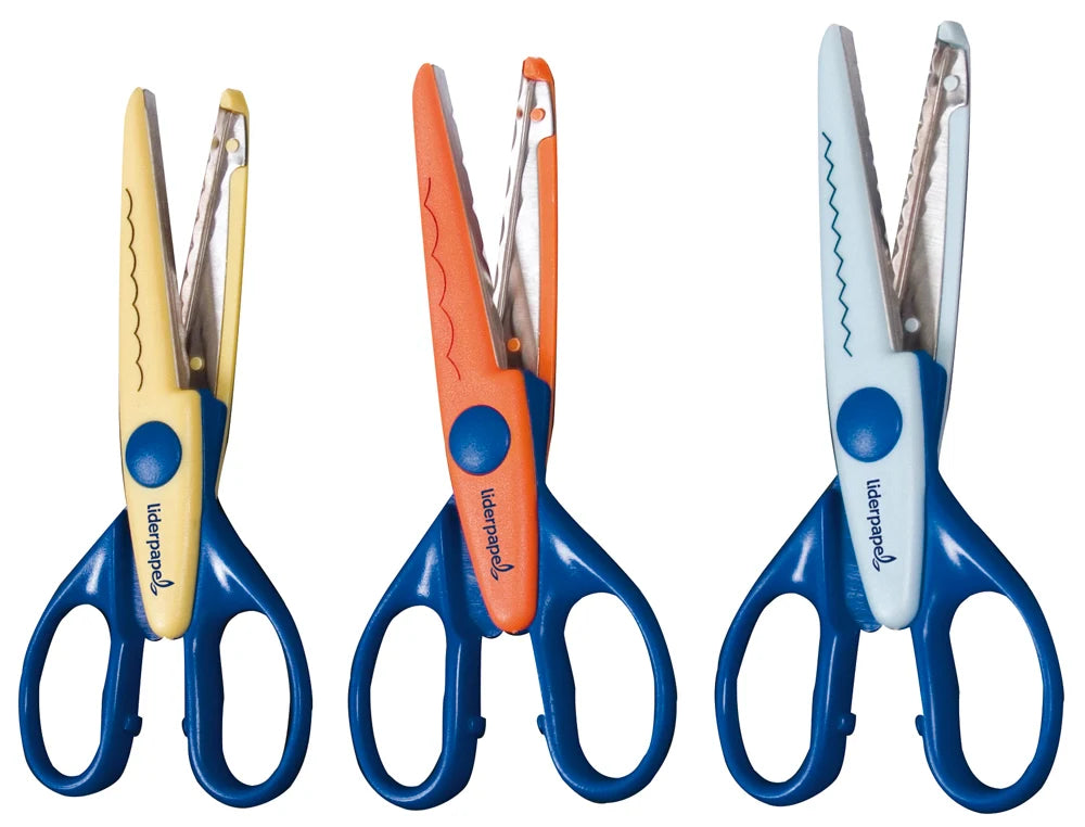 Tesoura escolar Liderpapel cortes em zig-zag