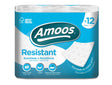 Papel higienico doméstico Amoos c/folha dupla,10cm(diâmetro) x 8,7cm(altura), mandril 45mm, 17gr, pack 12 rolos