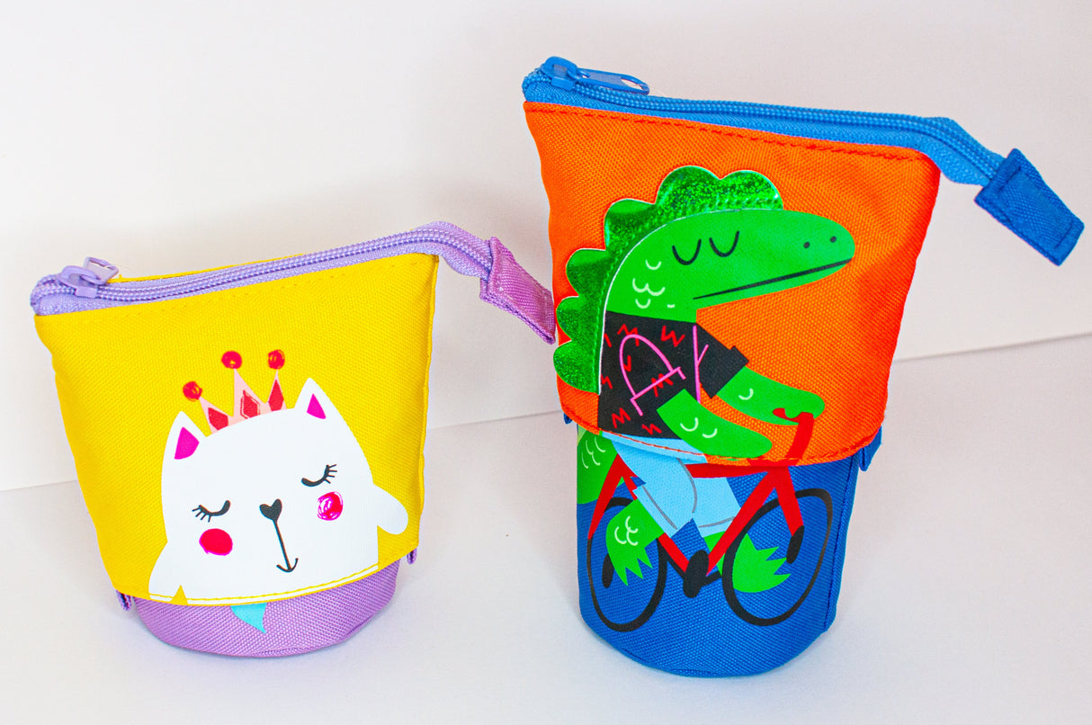 Estojo escolar extensível de tecido animais sortidos aleatórios