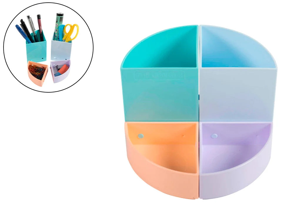Porta lápis Exacompta Aquarel em plástico divisível em quartos cores pastel