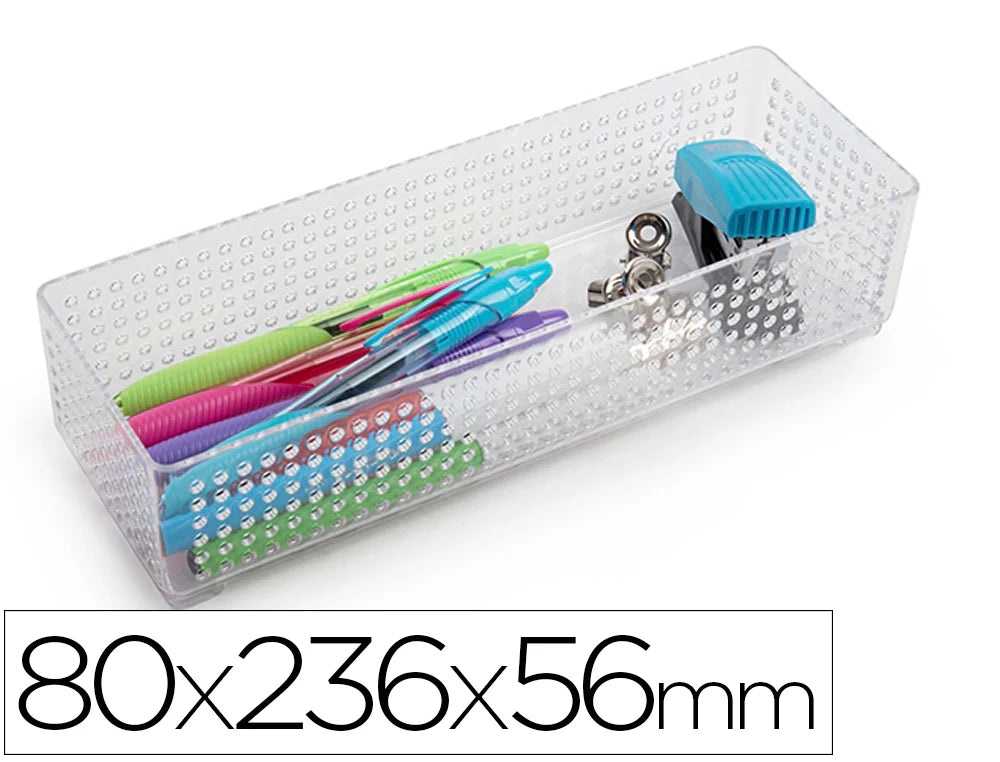 Organizador de secretária Plasticforte em plástico transparente 80mmx236mmx56mm