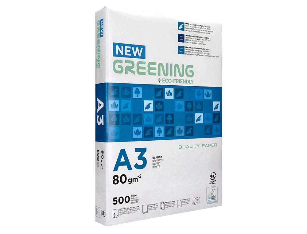 Papel fotocópia Greening A3 80gr branco, resma 500 fls