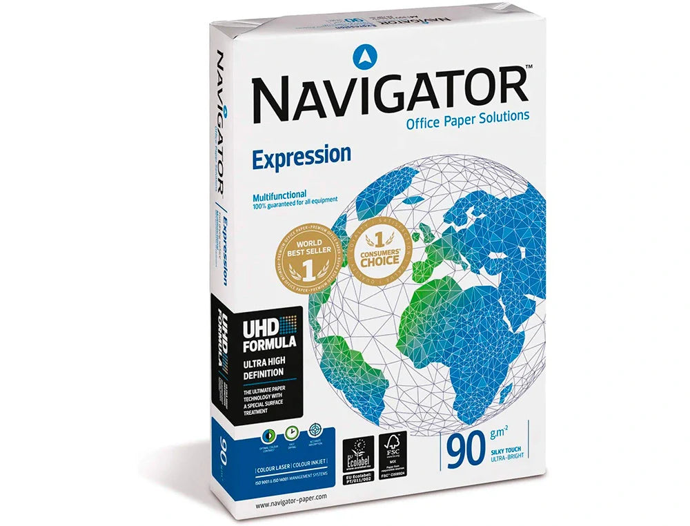 Papel fotocópia Navigator A4 90gr branco, resma 500 fls