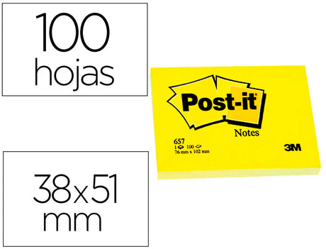 Bloco aderente Post-it 51x38mm amarelo 100f pack com 12