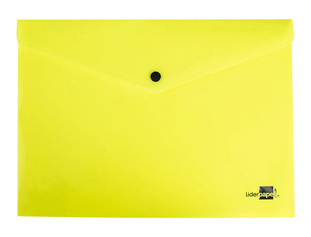 Bolsa plástica A4 com mola amarelo fluorescente opaco