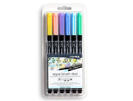 Marcador Lyra Brush Pen aguarelável dupla ponta blister 6 cores