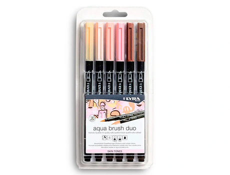 Marcador Lyra Brush Pen aguarelável dupla ponta blister 6 cores