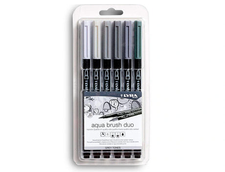Marcador Lyra Brush Pen aguarelável dupla ponta blister 6 cores