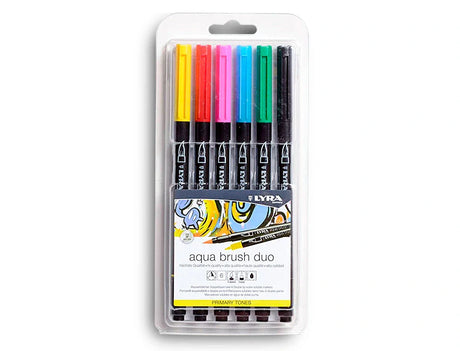 Marcador Lyra Brush Pen aguarelável dupla ponta blister 6 cores