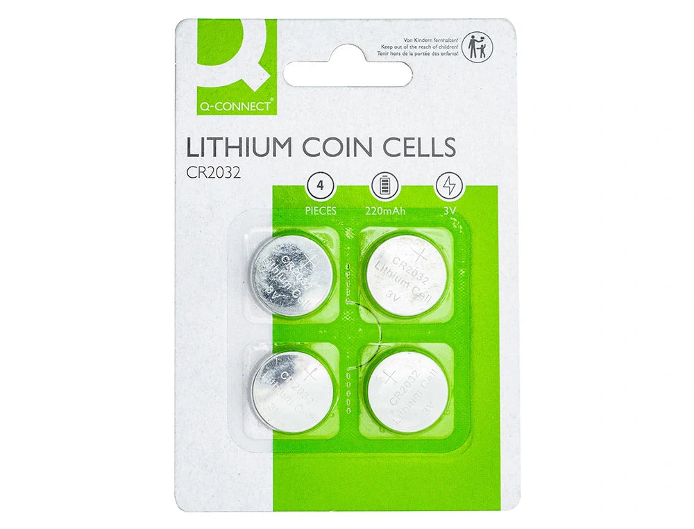Pilha alcalina Connect tipo botão lítio CR2032 3V em blister de 4 unidades