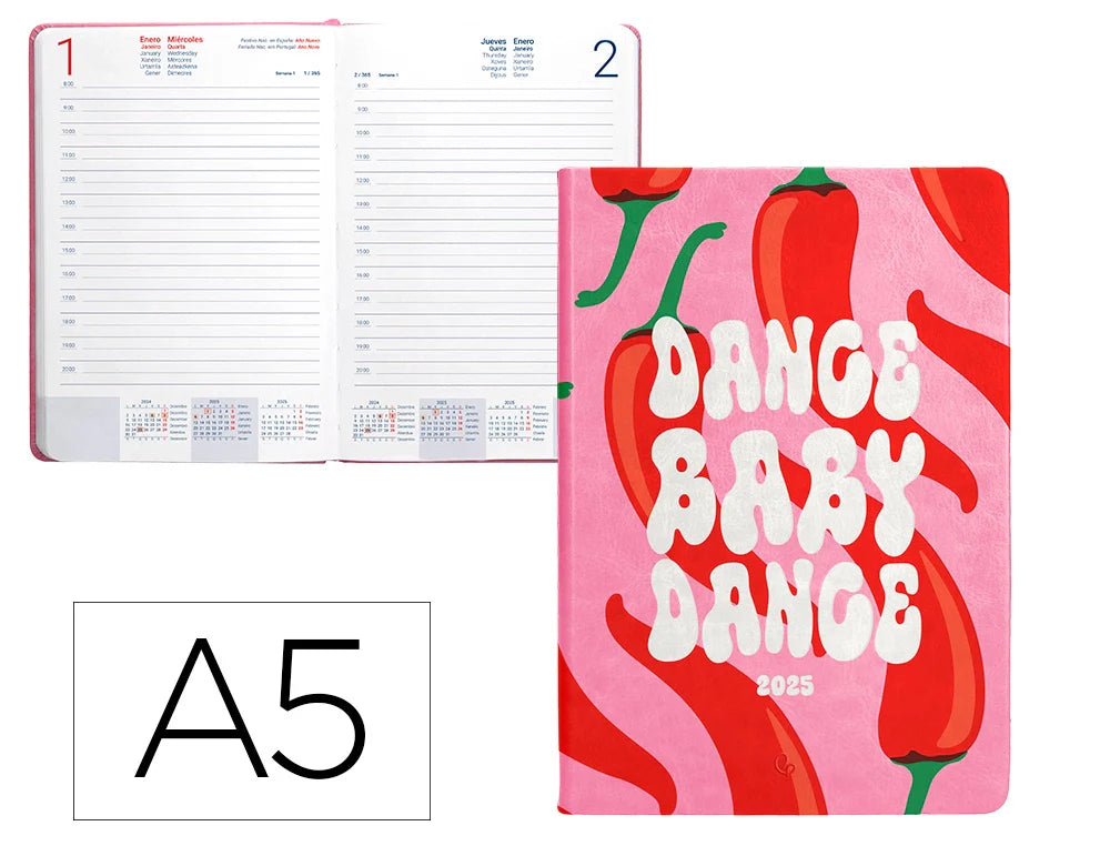 Agenda encadernada Kinaros A5 2025 dia página