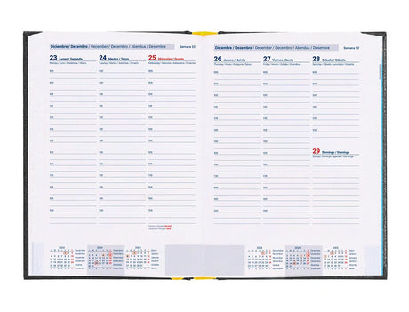 Agenda encadernada Corfu A5 2025 semana vista preto