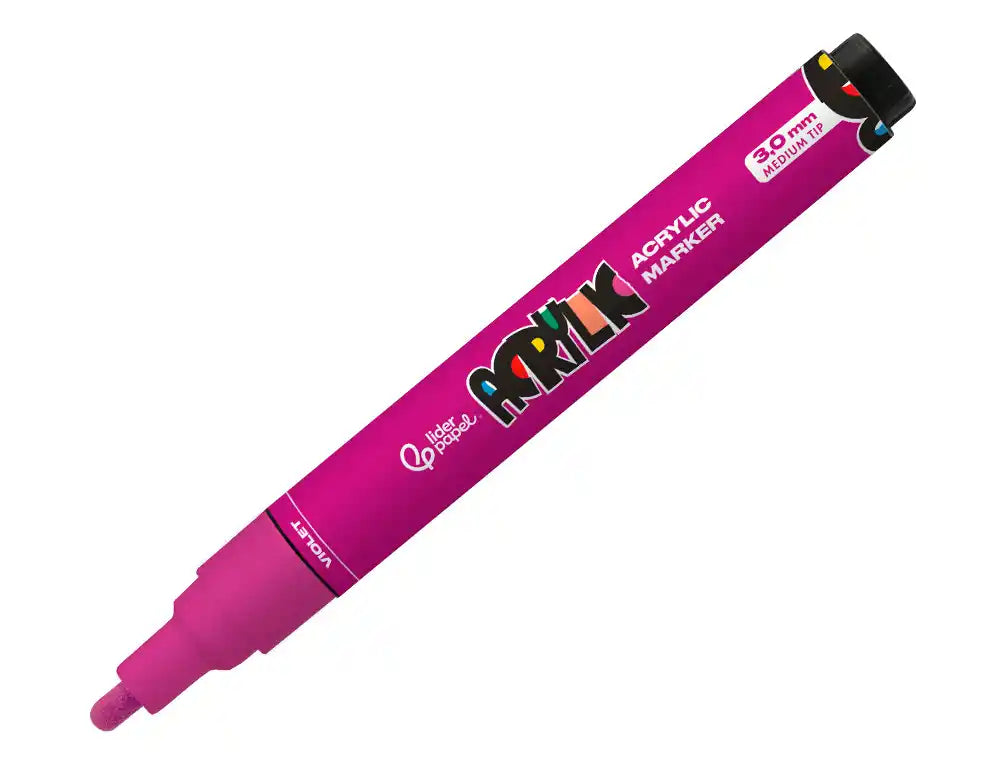 Marcador Liderpapel acrylic com base de água ponta 3mm caixa de 6 unidades