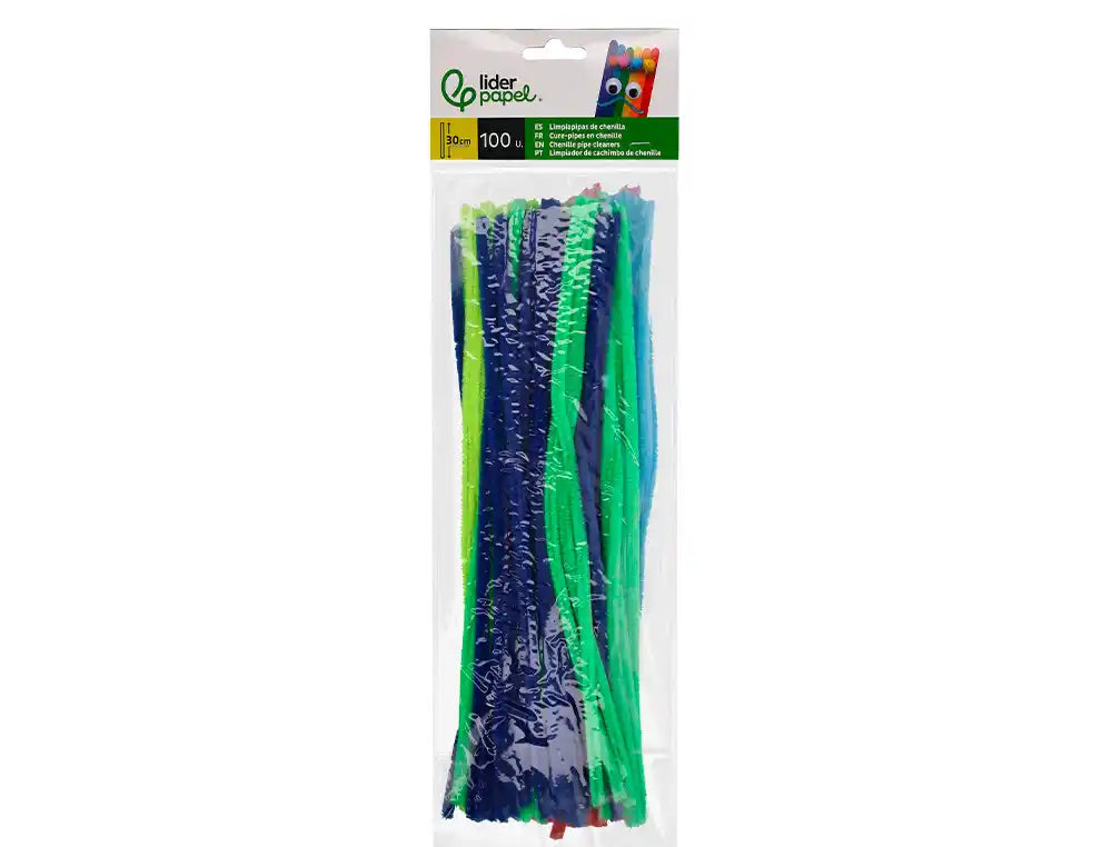 Tiras de Chenille 30cm em bolsa de 100un