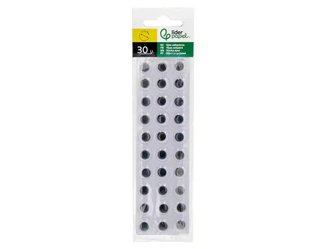 Olhos adesivos 12mm branco e preto 30un