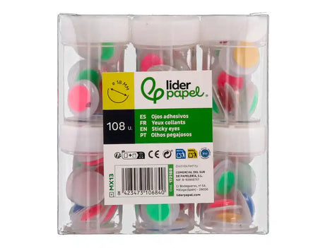 Olhos adesivos 18mm cores sortidas 108un