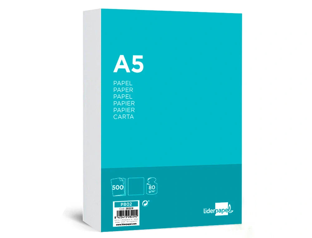 Papel fotocópia Liderpapel A5 80gr branco, resma 500 fls