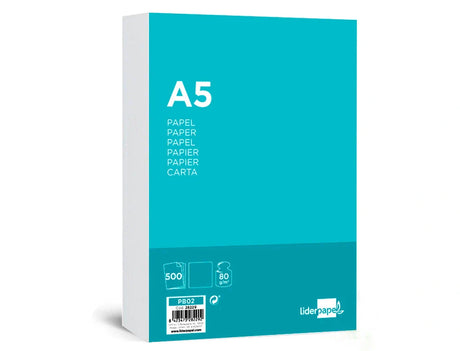 Papel fotocópia Liderpapel A5 80gr branco, resma 500 fls