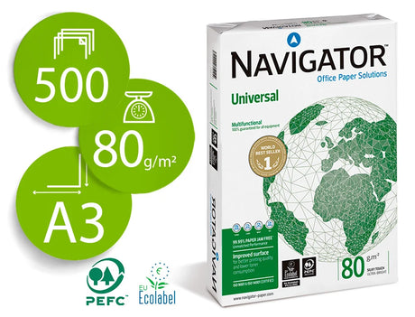 Papel fotocópia Navigator A3 80gr branco, resma 500 fls