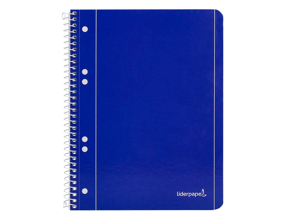 Caderno com espiral e furos Liderpapel A4 pautado 80f capa azul