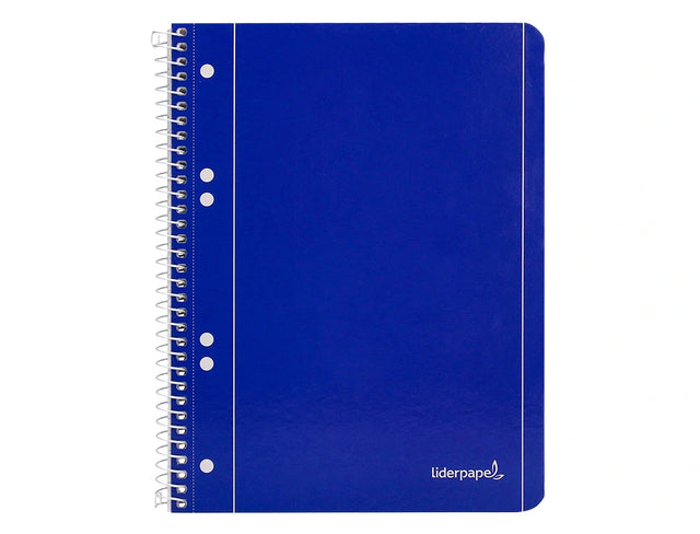 Caderno com espiral e furos Liderpapel A5 quadriculado 80f capa azul