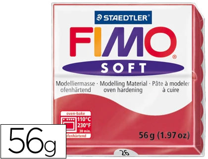 Massa de modelar Fimo soft 56gr vermelho cereja