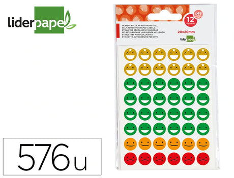 Etiqueta Liderpapel smiles bolsa de 12 folhas 48 caras cores sortidas