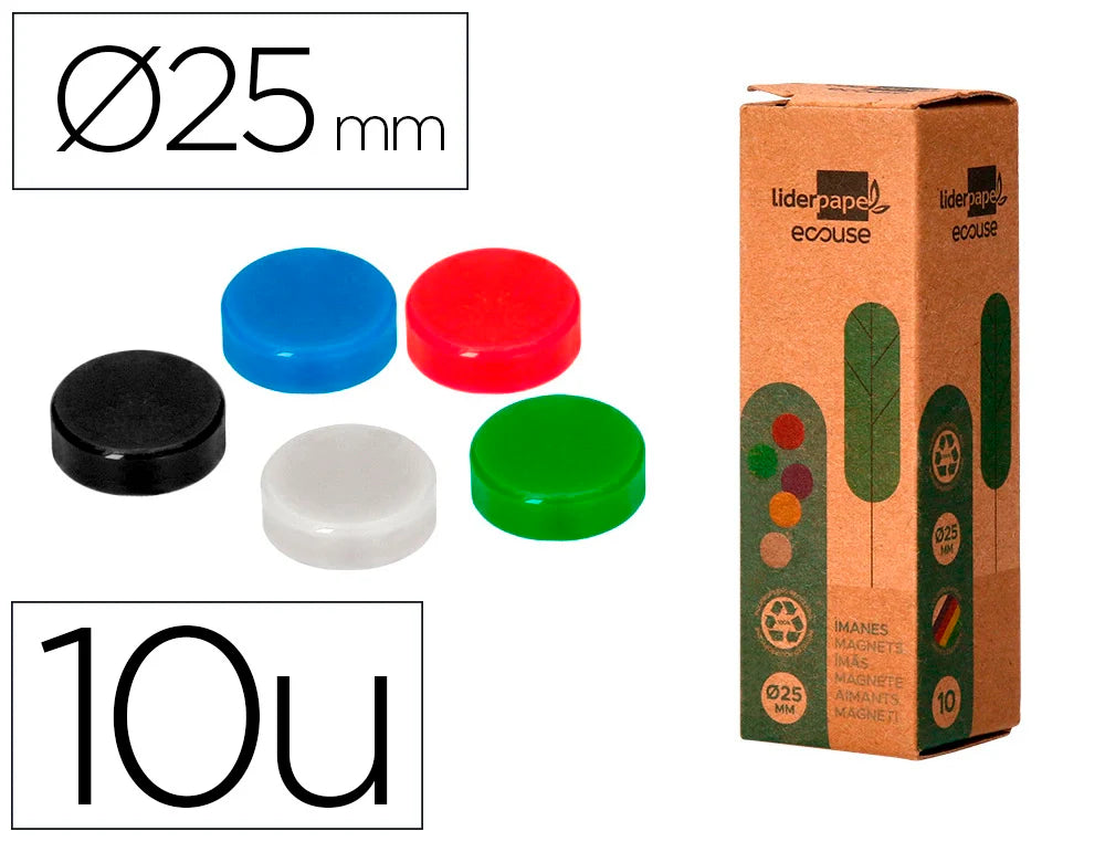 Magnetos Liderpapel ecouse em polipropileno reciclado caixa de 10