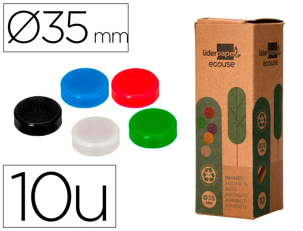 Magnetos Liderpapel ecouse em polipropileno reciclado caixa de 10