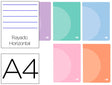 Caderno agrafado de capa plástica A4 cores sortidas pastel