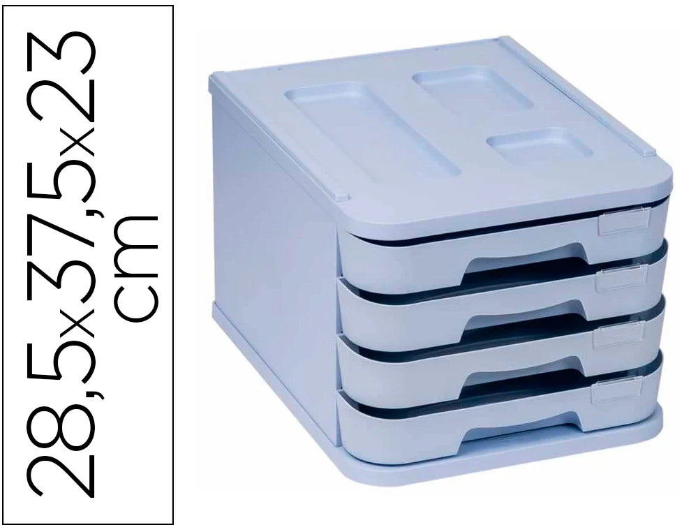 Módulo de secretária em plástico reciclado com 4 gavetas