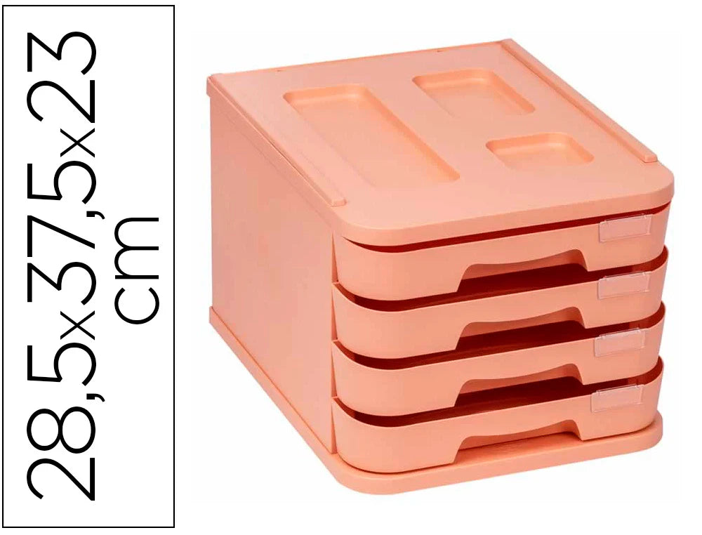 Módulo de secretária em plástico reciclado com 4 gavetas