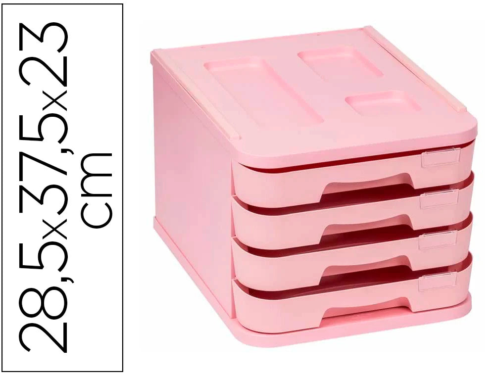 Módulo de secretária em plástico reciclado com 4 gavetas