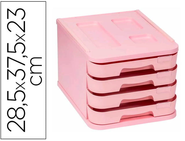 Módulo de secretária em plástico reciclado com 4 gavetas