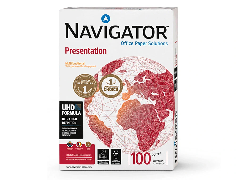 Papel fotocópia Navigator A4 100gr branco, resma 500 fls