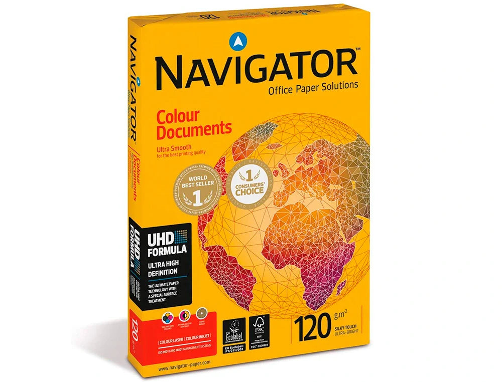 Papel fotocópia Navigator A4 120gr branco, maço 250 fls